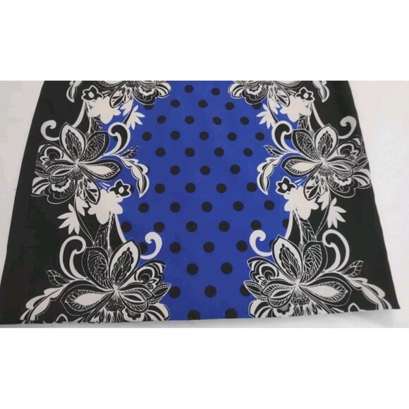 London Times Women Floral Print Sheath Dress Sleeveless White Blue Black Size 6 - Picture 4 of 10